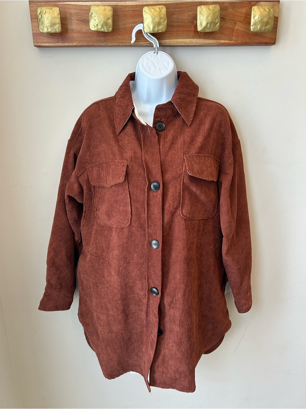 Copper Corduroy Shacket - Coastal Grandma Oversized Dark Academia - Picture 5 of 15